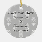 Silver Damask Wedding Save the Date Keramikornament (Vorne)