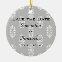 Silver Damask Wedding Save the Date