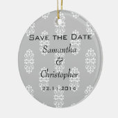 Silver Damask Wedding Save the Date Keramikornament (Links)
