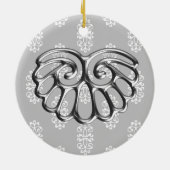 Silver Damask Wedding Save the Date Keramikornament (Hinten)