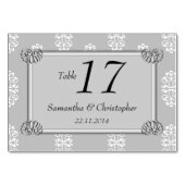 Silver Damask Wedding Tischnummer (Vorderseite)