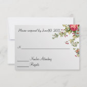 Silver Damask Wedding UAWG Floral RSVP Karte (Rückseite)