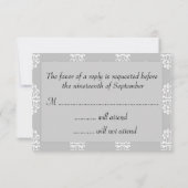 Silver Damask Wedding UAWG RSVP Karte (Rückseite)