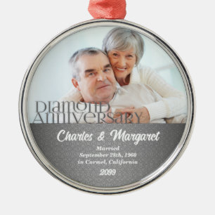 Silver Damask Weihnachten zum 60. Diamond-Jubiläum Ornament Aus Metall