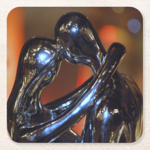 Silver Dancing Romance Rechteckiger Pappuntersetzer