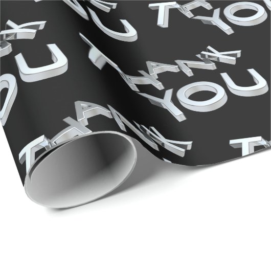 Silver Danke, dass Sie schwarzes Wrapping Paper Geschenkpapier (Rolleneckpunkt)