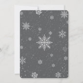Silver Dark Grey Winter Snowflake Baby Shower Einladung (Rückseite)