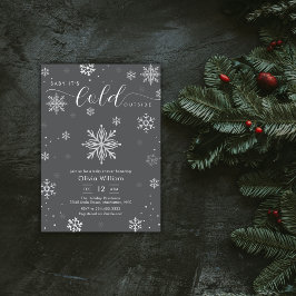 Silver Dark Grey Winter Snowflake Baby Shower  Einladung
