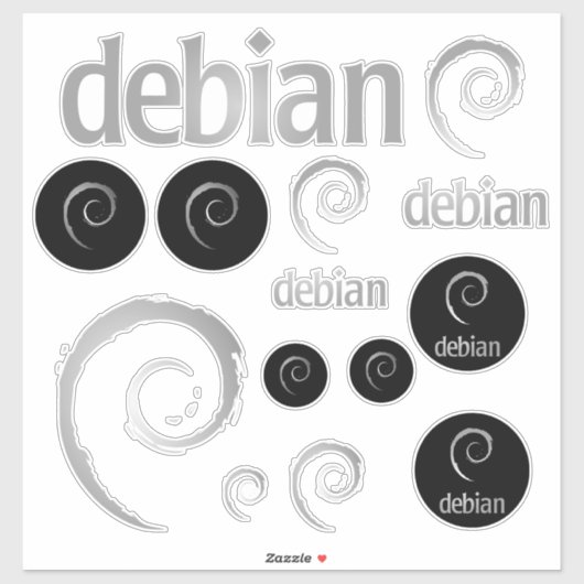 Silver Debian Linux Logos Sticker (Blatt)