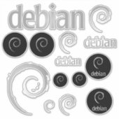 Silver Debian Linux Logos Sticker (Vorderseite)