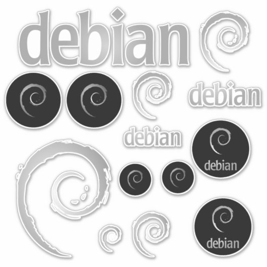 Silver Debian Linux Logos Sticker (Vorderseite)