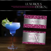 Silver Deco Rosa Glitzer Sparking Stars Initials Visitenkarte