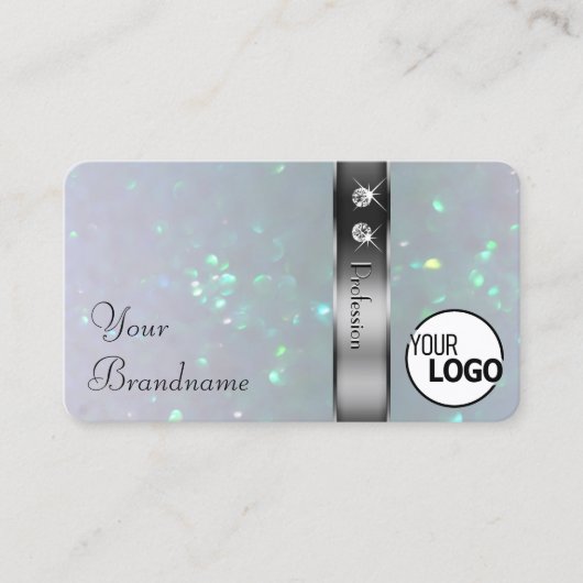 Silver Decor Light Blue Pearl Glitzer Logo Juwelen Visitenkarte (Vorderseite)