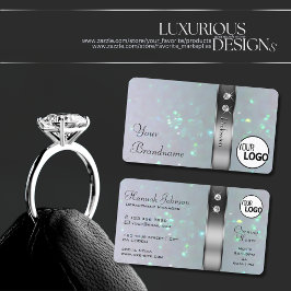 Silver Decor Light Blue Pearl Glitzer Logo Juwelen Visitenkarte