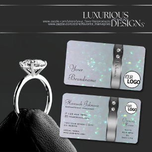 Silver Decor Light Blue Pearl Glitzer Logo Juwelen Visitenkarte