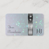 Silver Decor Light Blue Pearl Glitzer und Monogram Visitenkarte (Vorderseite)