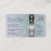 Silver Decor Light Blue Pearl Glitzer und Monogram Visitenkarte (Rückseite)