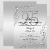 Silver Decoration 25. Hochzeitstag Einladung (Vorne/Hinten)