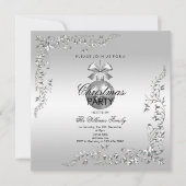 Silver Decoration Christmas Bauble Party Einladung (Vorderseite)