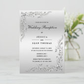 Silver Decoration Hochzeitsempfang Einladung (Stehend Vorderseite)