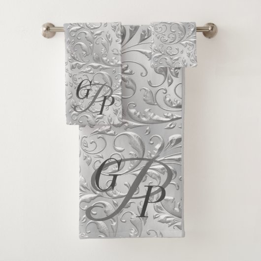 Silver Decoration Monogram Badetuch Set (Insitu)