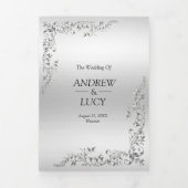 Silver Decoration QR Code Foto Wedding Dreifach Gefaltete Einladung (Cover)