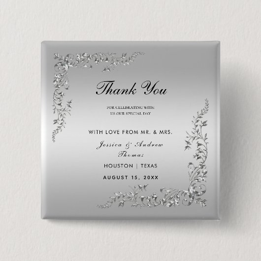 Silver Decoration Wedding Button (Vorderseite)