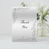Silver Decoration Wedding Dankeskarte (Stehend Vorderseite)