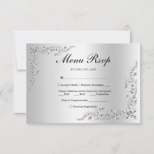 Silver Decoration Wedding Menu UAWG RSVP Karte