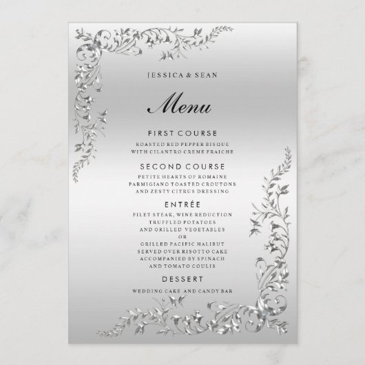 Silver Decoration Wedding Menükarte (Vorderseite)