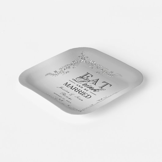 Silver Decoration Wedding Pappteller (Gewinkelt)