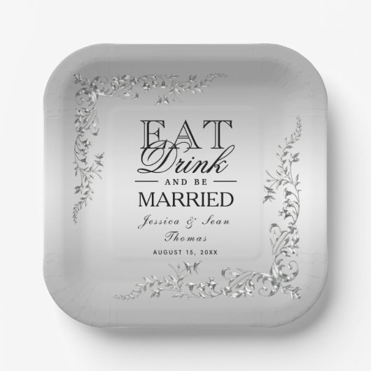 Silver Decoration Wedding Pappteller (Vorderseite)
