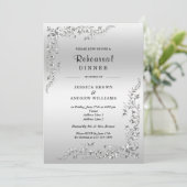 Silver Decoration Wedding Probe Dinner Einladung (Stehend Vorderseite)