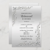 Silver Decoration Wedding Probe Dinner Einladung (Vorne/Hinten)
