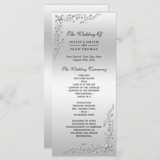 Silver Decoration Wedding Program (Vorne/Hinten)