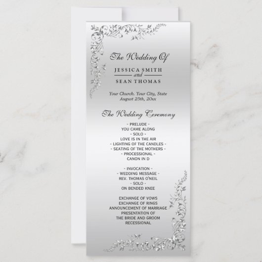 Silver Decoration Wedding Program (Vorderseite)