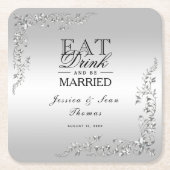 Silver Decoration Wedding Rechteckiger Pappuntersetzer (Vorderseite)