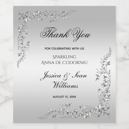 Silver Decoration Wedding Weinetikett (Einzelnes Label)