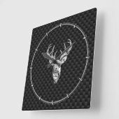 Silver Dee auf schwarzem Kohlenstofffaser-Stil dru Quadratische Wanduhr (Winkel)