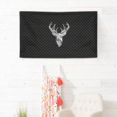Silver Deer Buck on Carbon Fibre Style Print Banner (Insitu)