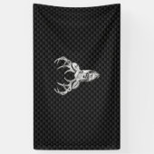 Silver Deer Buck on Carbon Fibre Style Print Banner (Vertikal)