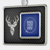 Silver Deer Cameo on Carbon Fiber Style Print Rahmen-Ornament Silber (Links)