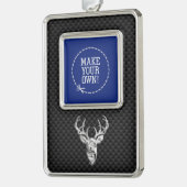 Silver Deer Cameo on Carbon Fibre Style Print Rahmen-Ornament Silber (Links)