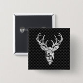 Silver Deer Deco auf Carbon Fibre Style Print Button (Vorne & Hinten)