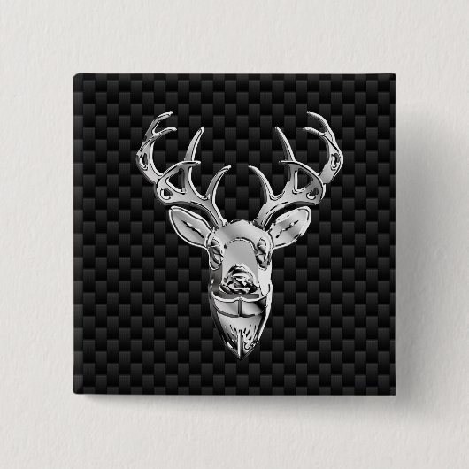 Silver Deer Deco auf Carbon Fibre Style Print Button (Vorderseite)