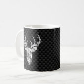 Silver Deer Deco auf Carbon Fibre Style Print Kaffeetasse (Vorderseite Links)