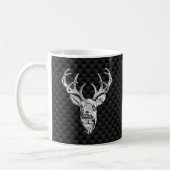 Silver Deer Deco auf Carbon Fibre Style Print Kaffeetasse (Links)