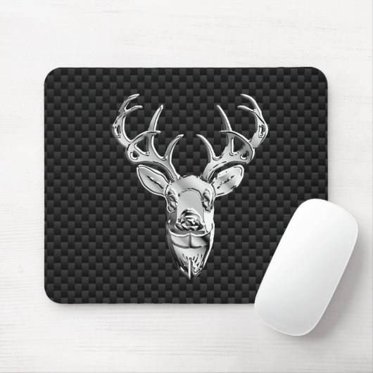 Silver Deer Deco auf Carbon Fibre Style Print Mousepad (Mit Mouse)