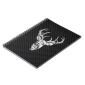 Silver Deer Face on Carbon Fibre Style Print Notizblock (Linke Seite)
