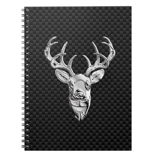 Silver Deer Face on Carbon Fibre Style Print Notizblock (Vorderseite)